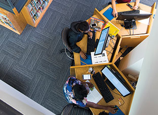 Students in the library